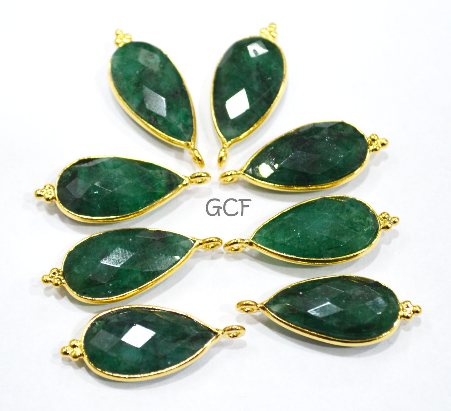 Corundum Emerald Faceted Pear Shape Connector , Corundum Emerald Single Bail Bezel Connector , Sold By Piece , 11x23 mm , RB-6860