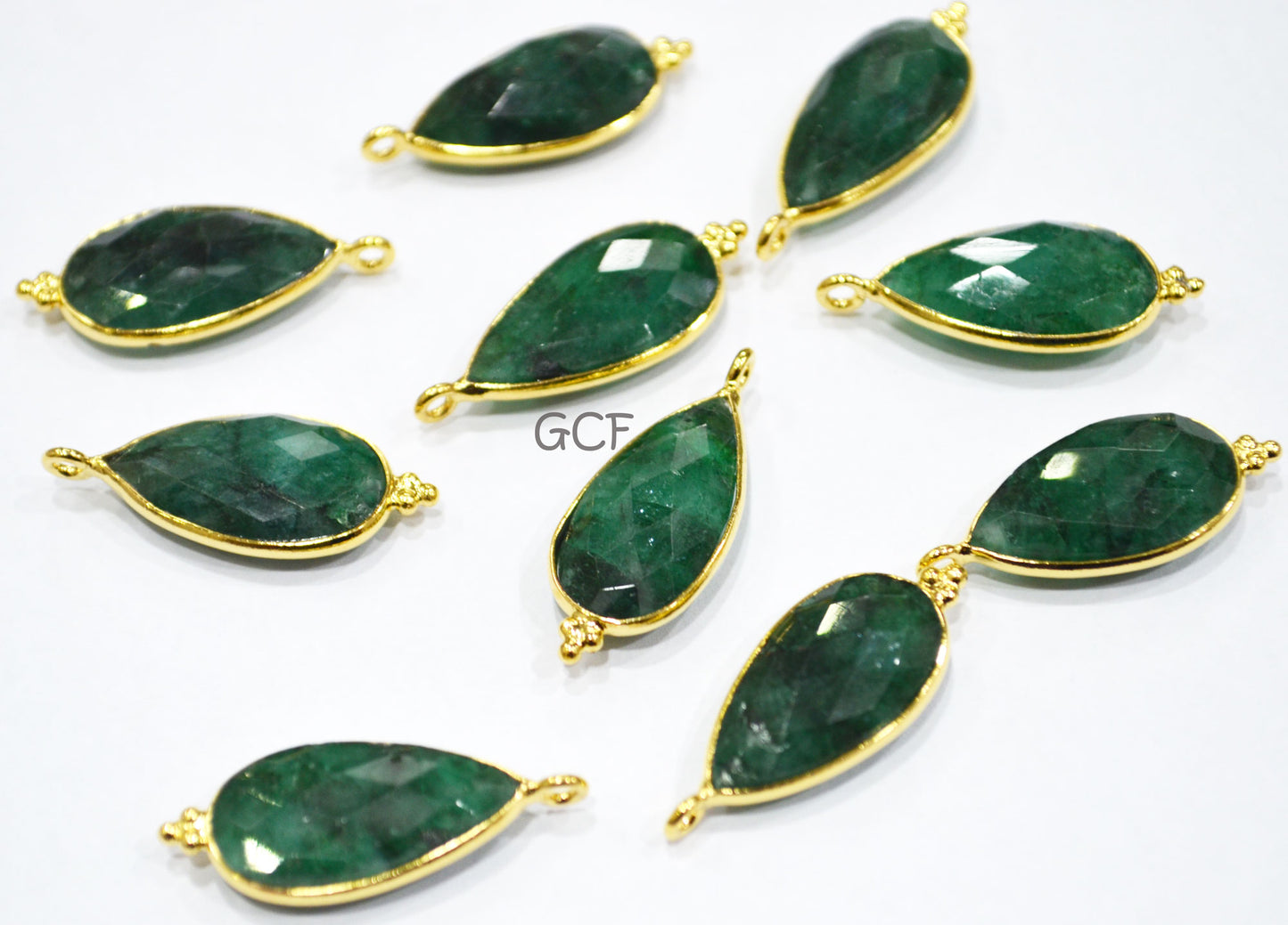 Corundum Emerald Faceted Pear Shape Connector , Corundum Emerald Single Bail Bezel Connector , Sold By Piece , 11x23 mm , RB-6860