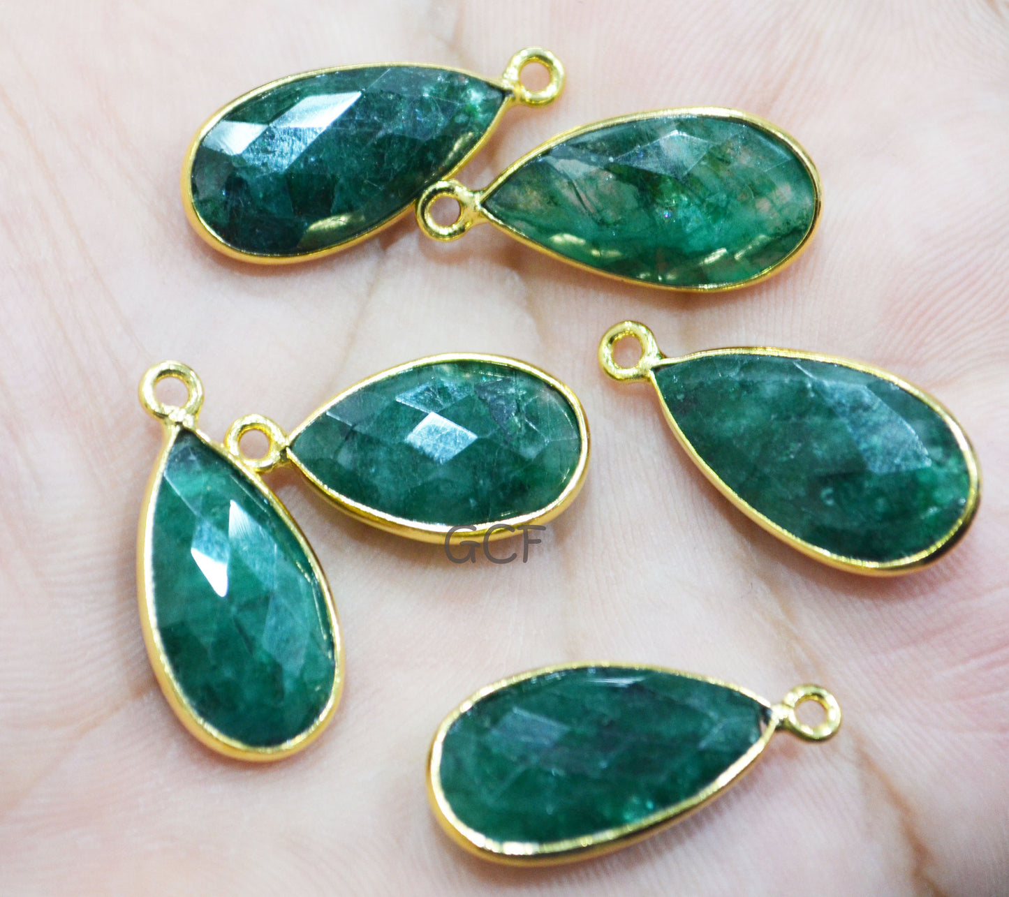 Corundum Emerald Faceted Pear Shape Connector , Corundum Emerald Single Bail Bezel Connector , Sold By Piece , 11x21 mm , RB-6861