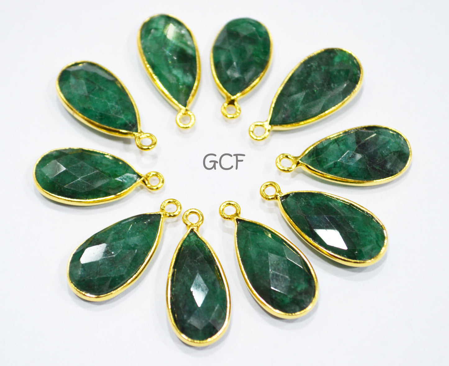 Corundum Emerald Faceted Pear Shape Connector , Corundum Emerald Single Bail Bezel Connector , Sold By Piece , 11x21 mm , RB-6861