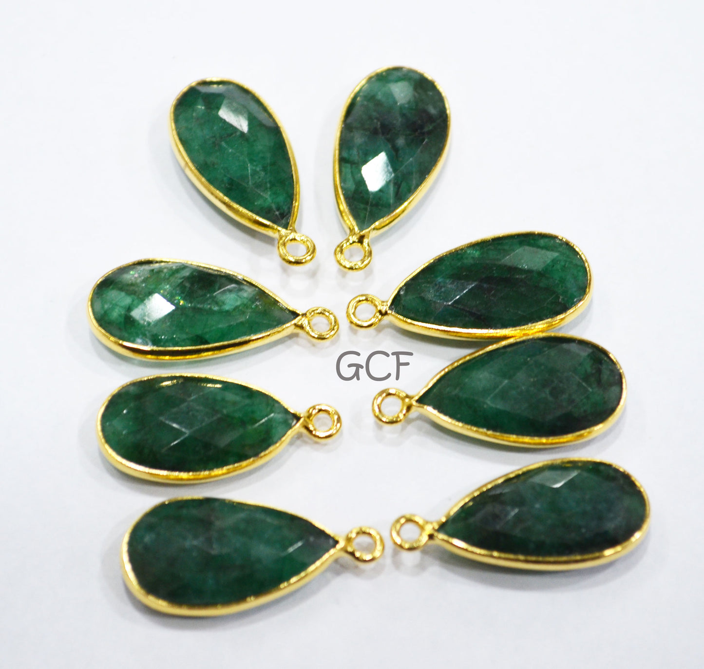 Corundum Emerald Faceted Pear Shape Connector , Corundum Emerald Single Bail Bezel Connector , Sold By Piece , 11x21 mm , RB-6861