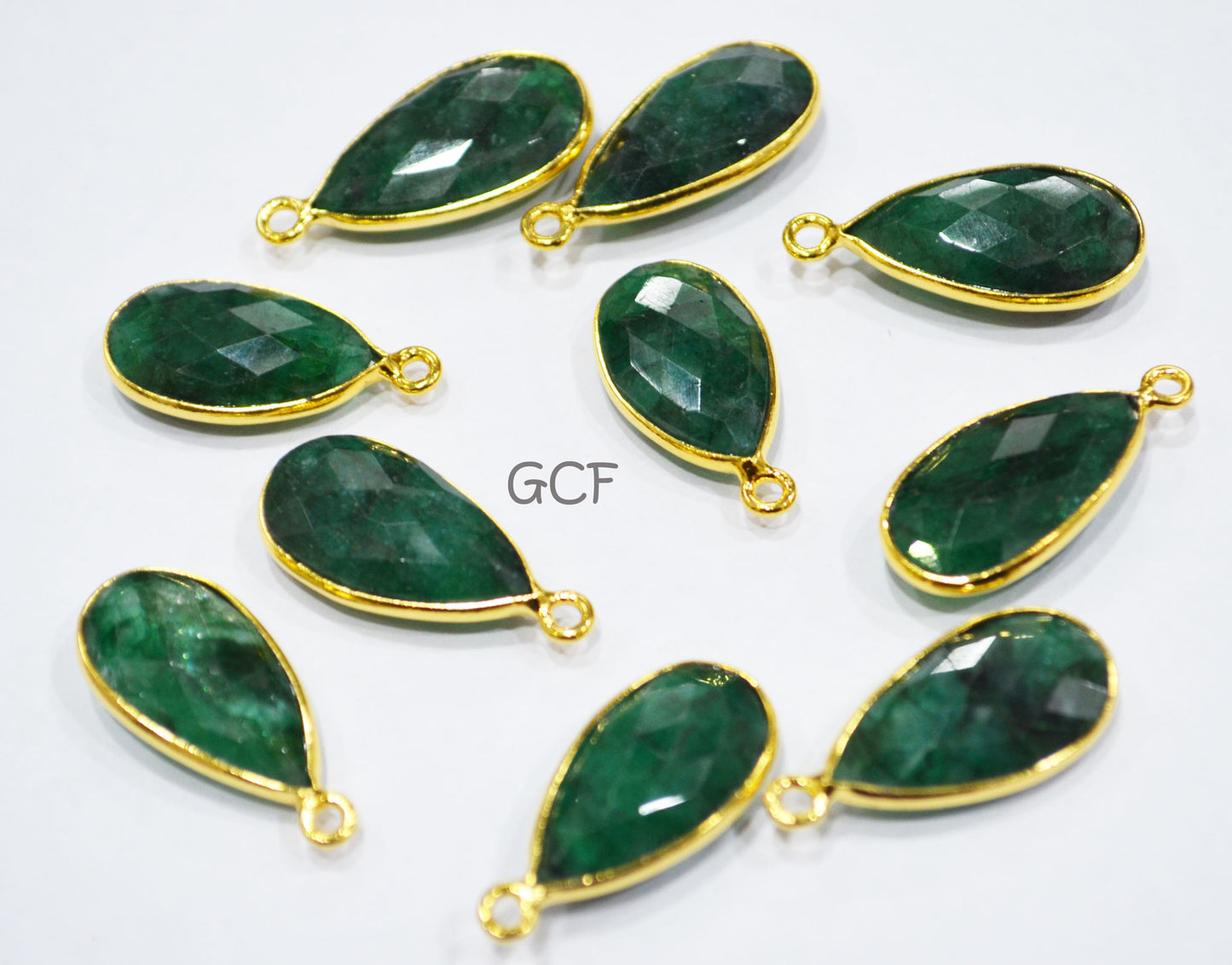 Corundum Emerald Faceted Pear Shape Connector , Corundum Emerald Single Bail Bezel Connector , Sold By Piece , 11x21 mm , RB-6861