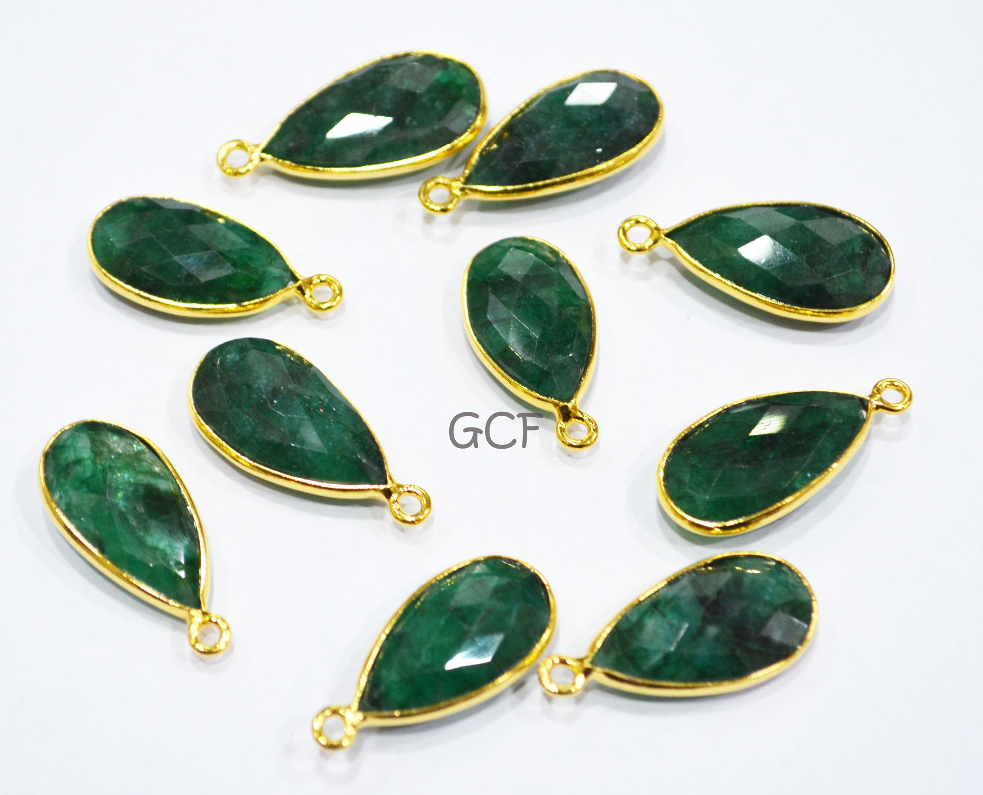 Corundum Emerald Faceted Pear Shape Connector , Corundum Emerald Single Bail Bezel Connector , Sold By Piece , 11x21 mm , RB-6861