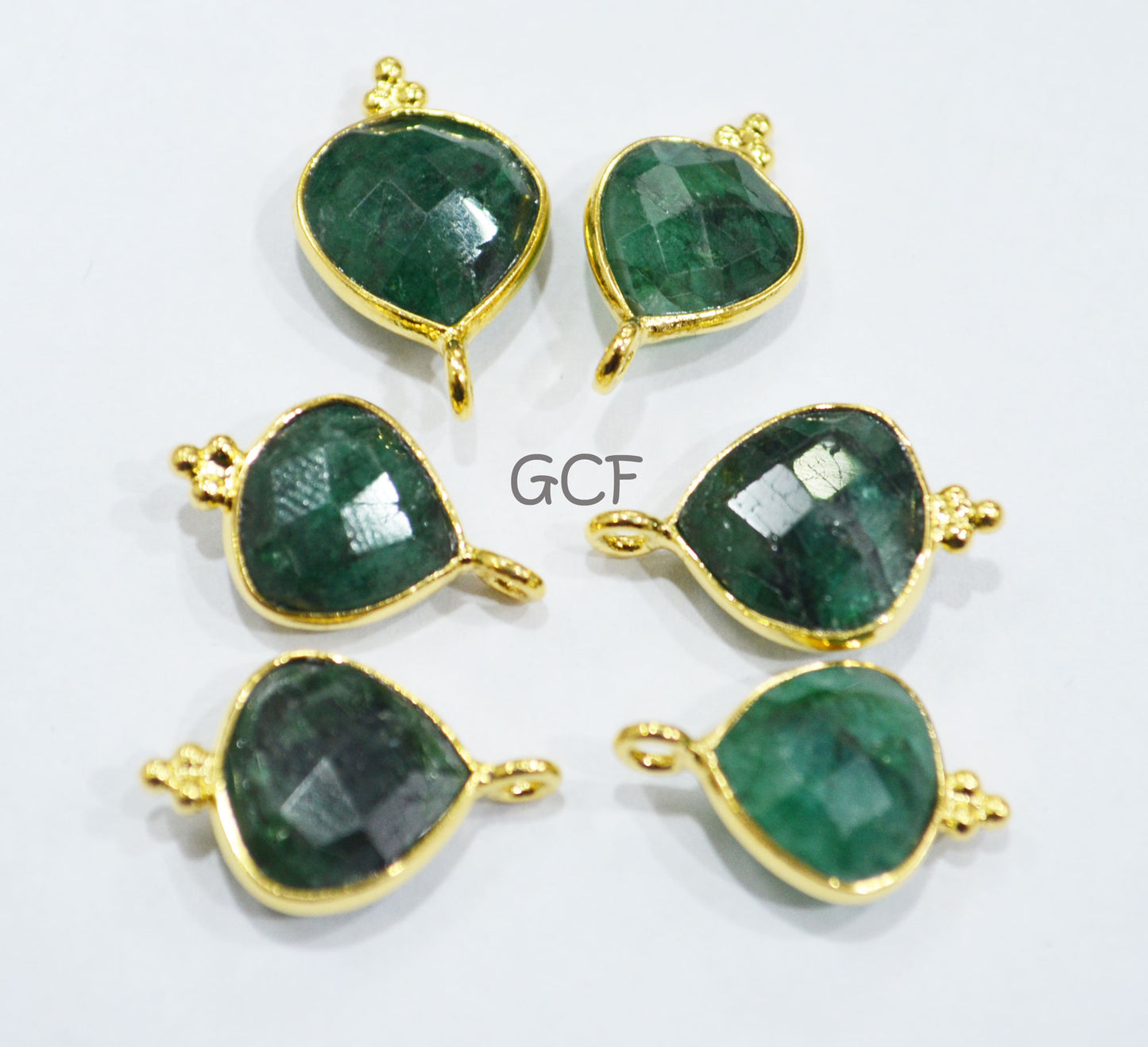Corundum Emerald Faceted Heart Shape Connector , Corundum Emerald Single Bail Bezel Connector , Sold By Piece , 11 mm , RB-6862