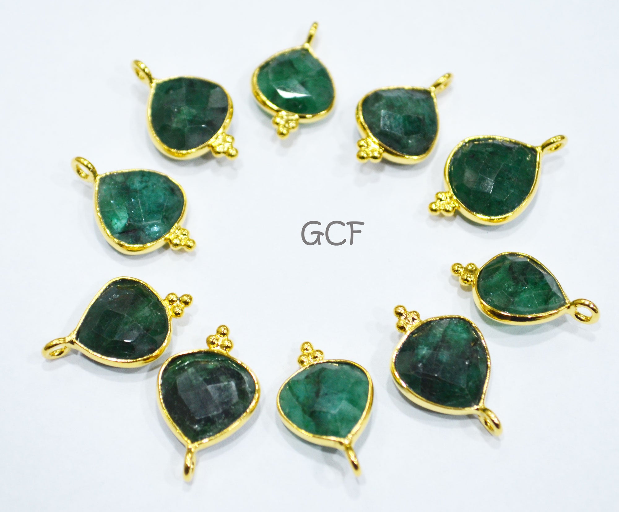 Corundum Emerald Faceted Heart Shape Connector , Corundum Emerald Single Bail Bezel Connector , Sold By Piece , 11 mm , RB-6862
