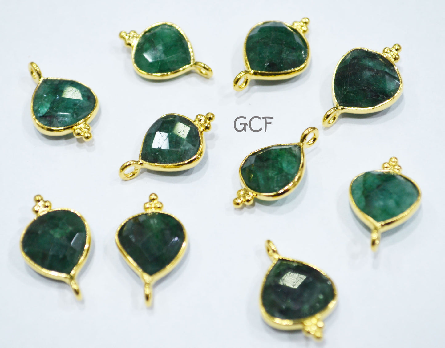 Corundum Emerald Faceted Heart Shape Connector , Corundum Emerald Single Bail Bezel Connector , Sold By Piece , 11 mm , RB-6862