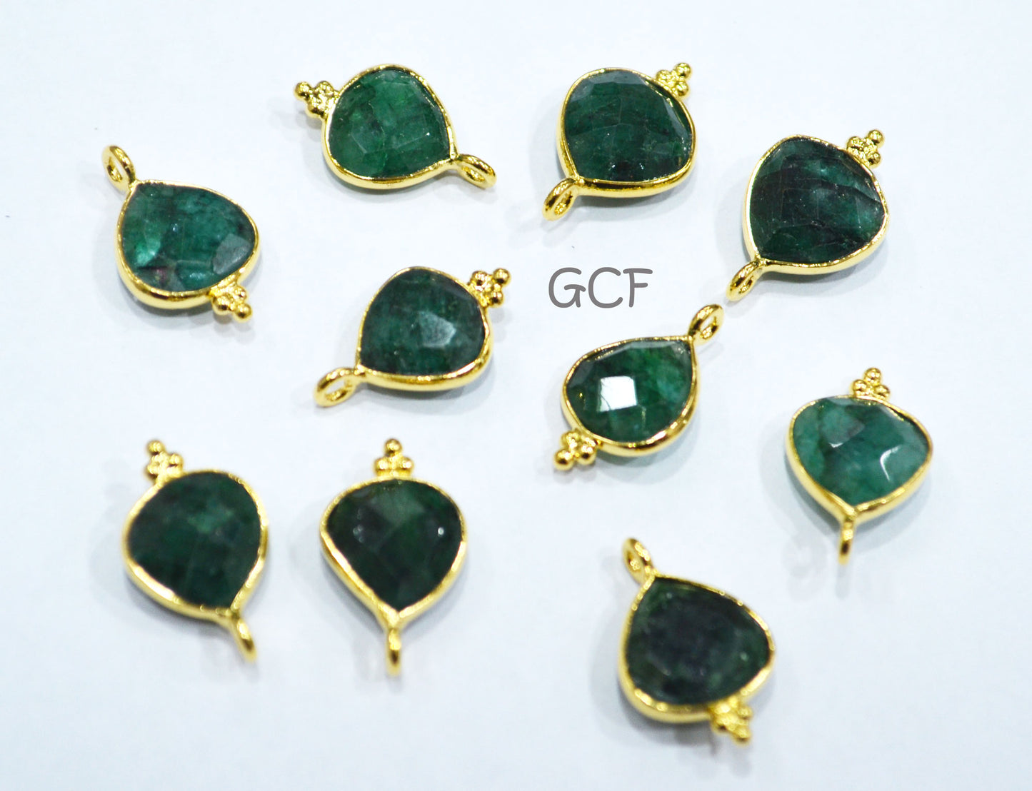 Corundum Emerald Faceted Heart Shape Connector , Corundum Emerald Single Bail Bezel Connector , Sold By Piece , 11 mm , RB-6862