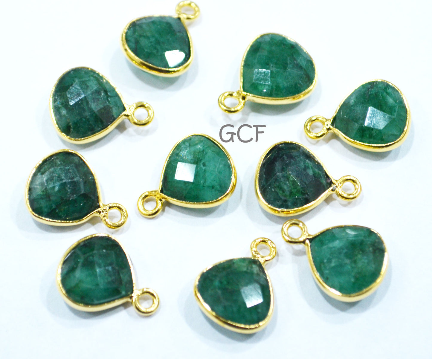 Corundum Emerald Faceted Heart Shape Connector , Corundum Emerald Single Bail Bezel Connector , Sold By Piece , 11 mm , RB-6863