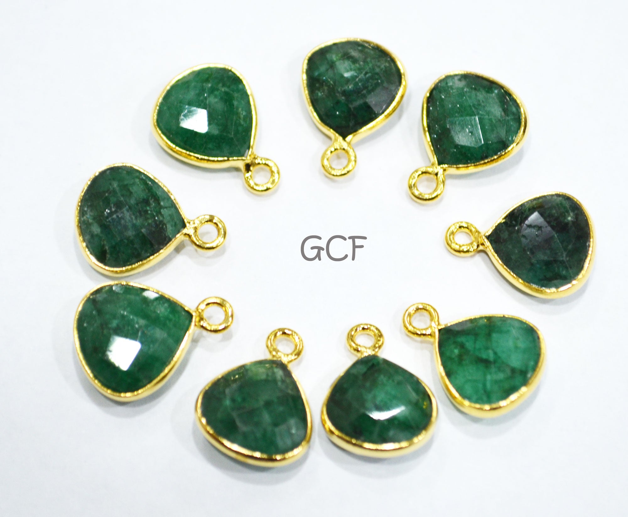 Corundum Emerald Faceted Heart Shape Connector , Corundum Emerald Single Bail Bezel Connector , Sold By Piece , 11 mm , RB-6863