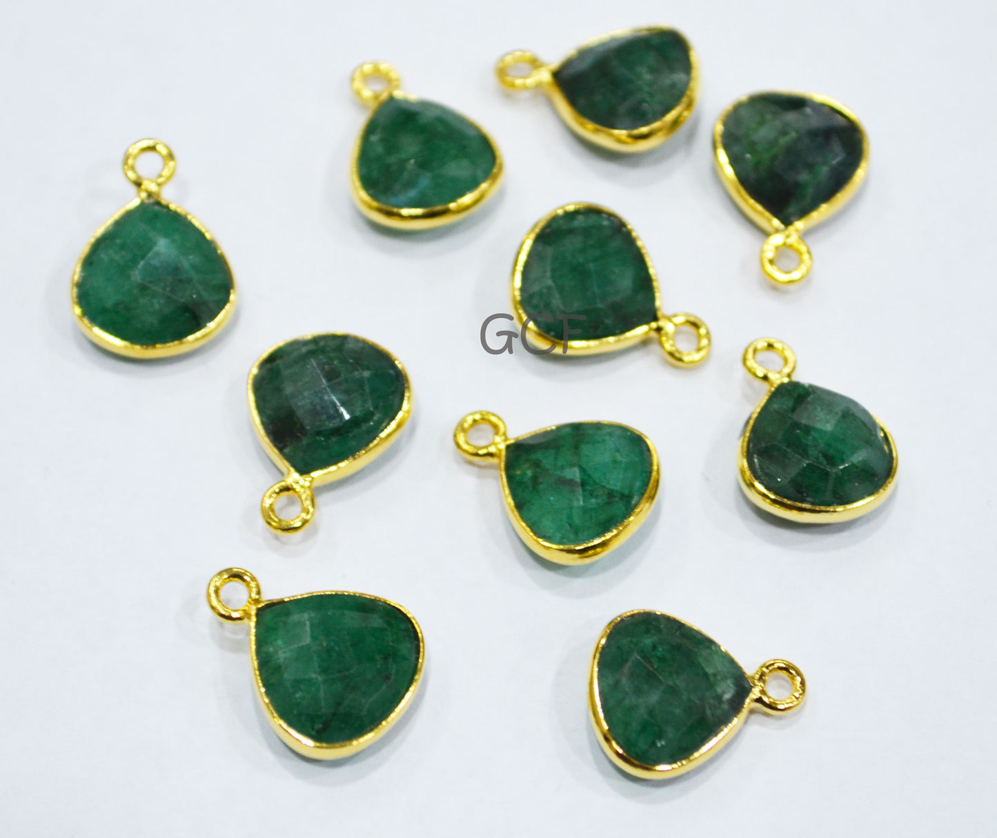 Corundum Emerald Faceted Heart Shape Connector , Corundum Emerald Single Bail Bezel Connector , Sold By Piece , 11 mm , RB-6863