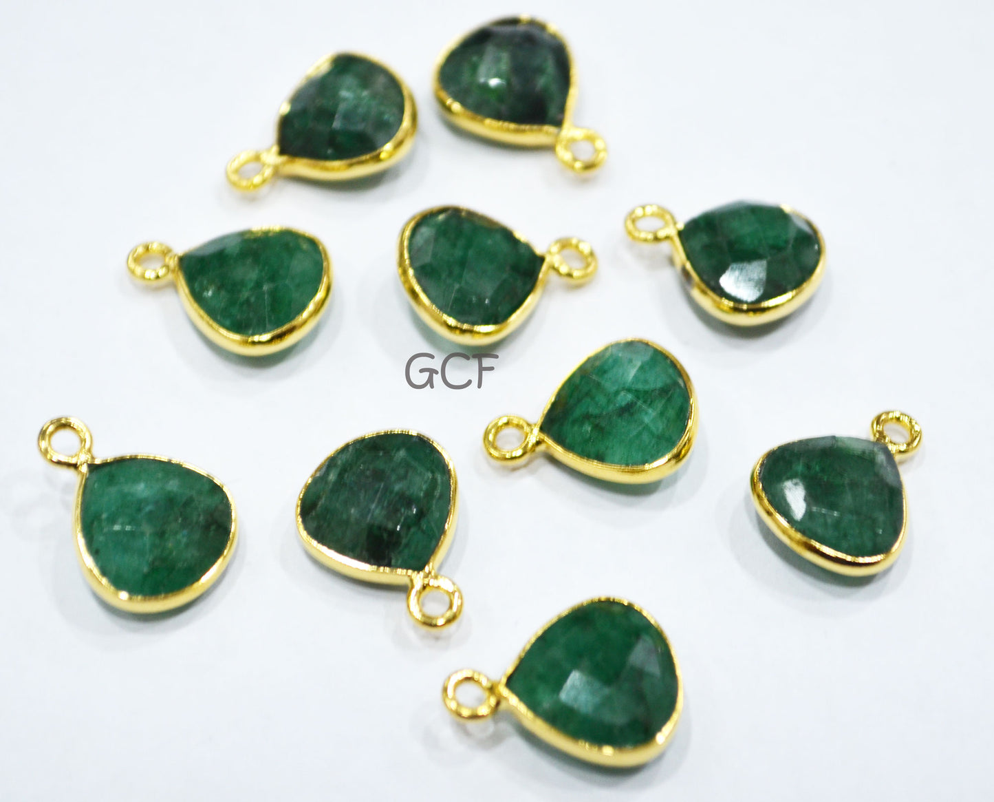 Corundum Emerald Faceted Heart Shape Connector , Corundum Emerald Single Bail Bezel Connector , Sold By Piece , 11 mm , RB-6863