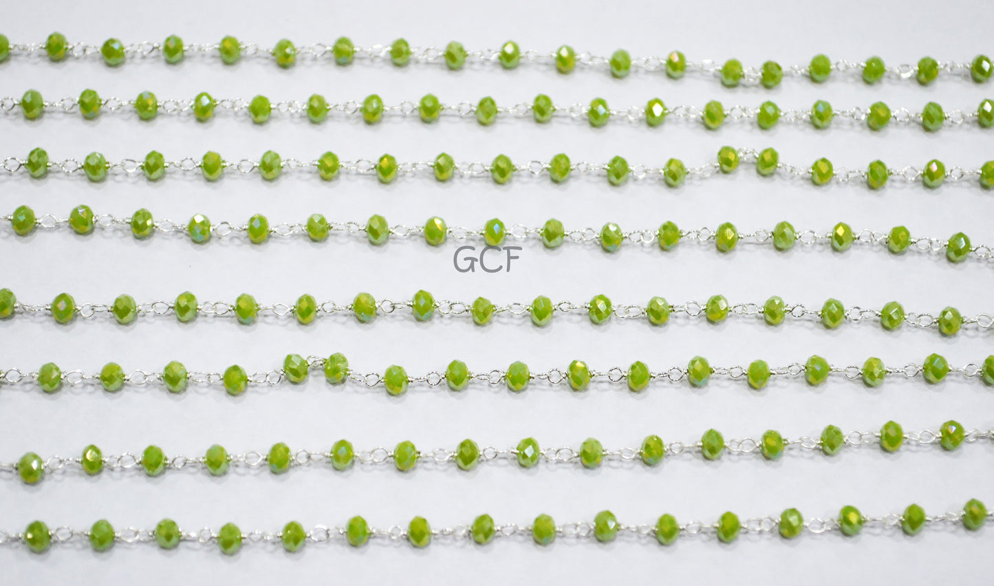 Mystic AB Coated Grossular Green Hydro Glass Faceted Rondelle Rosary Chain ,Green Quartz Wire Wrapped Chain ,3 - 3.50 mm ,6870