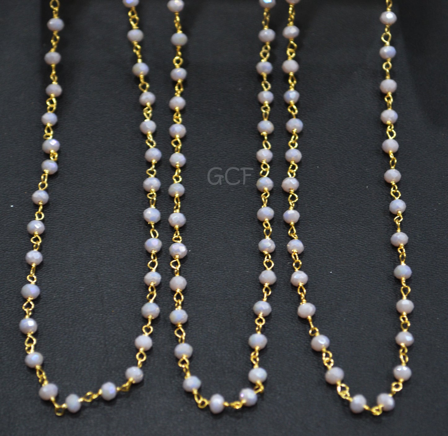 Mystic AB Coated Lavender Hydro Glass Faceted Rondelle Rosary Chain , Lavender Quartz Wire Wrapped Chain , 3 - 3.50 mm , 6874