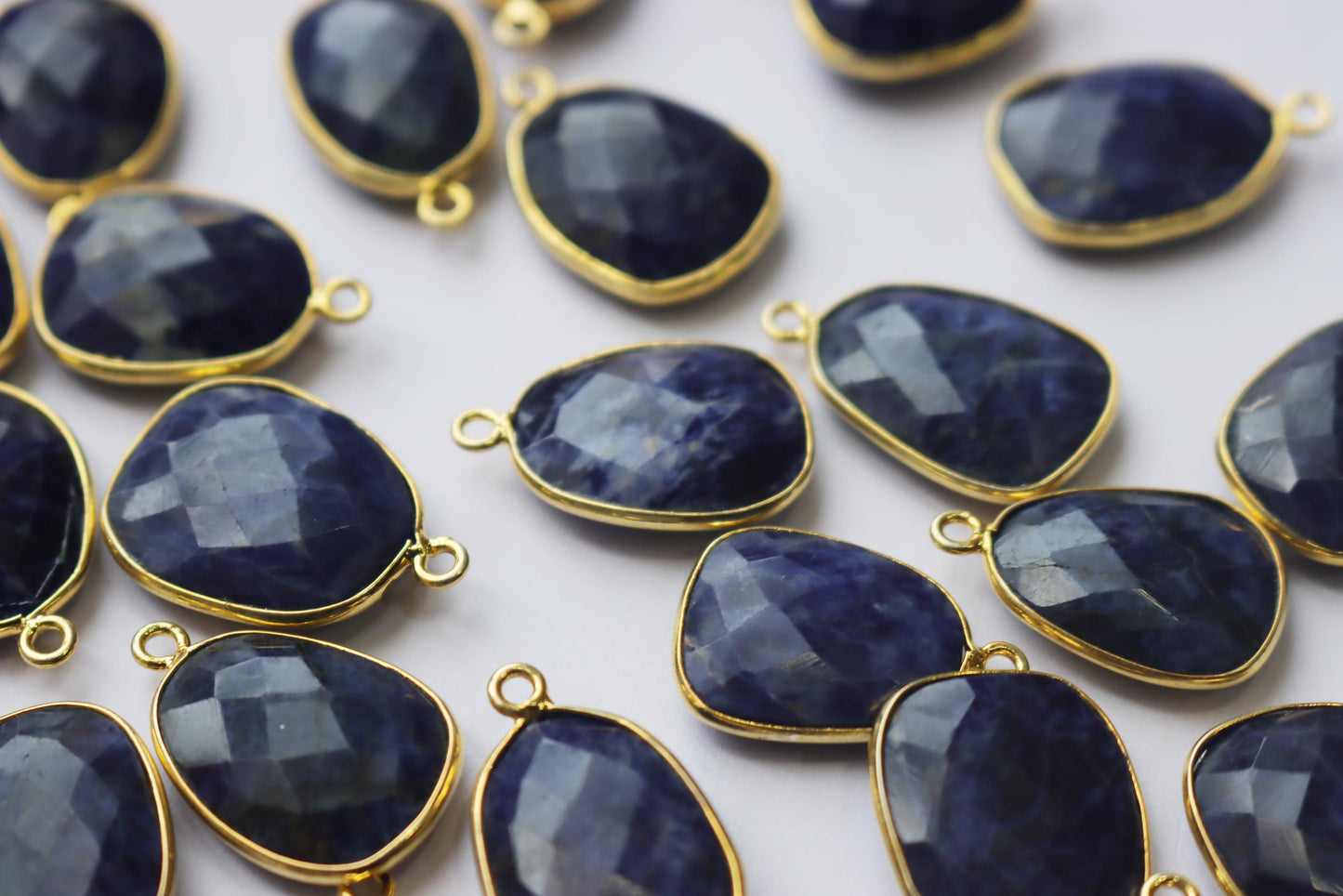 Natural Sodalite Faceted Slice Shape Connector , Sold By Piece , 16 - 20 mm , RB-7270