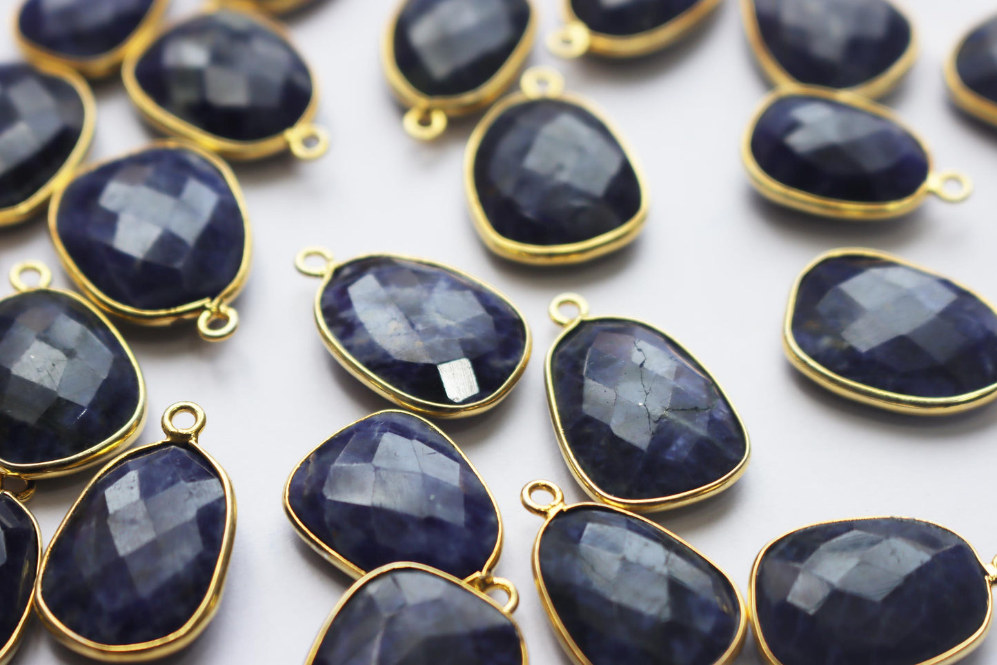 Natural Sodalite Faceted Slice Shape Connector , Sold By Piece , 16 - 20 mm , RB-7270