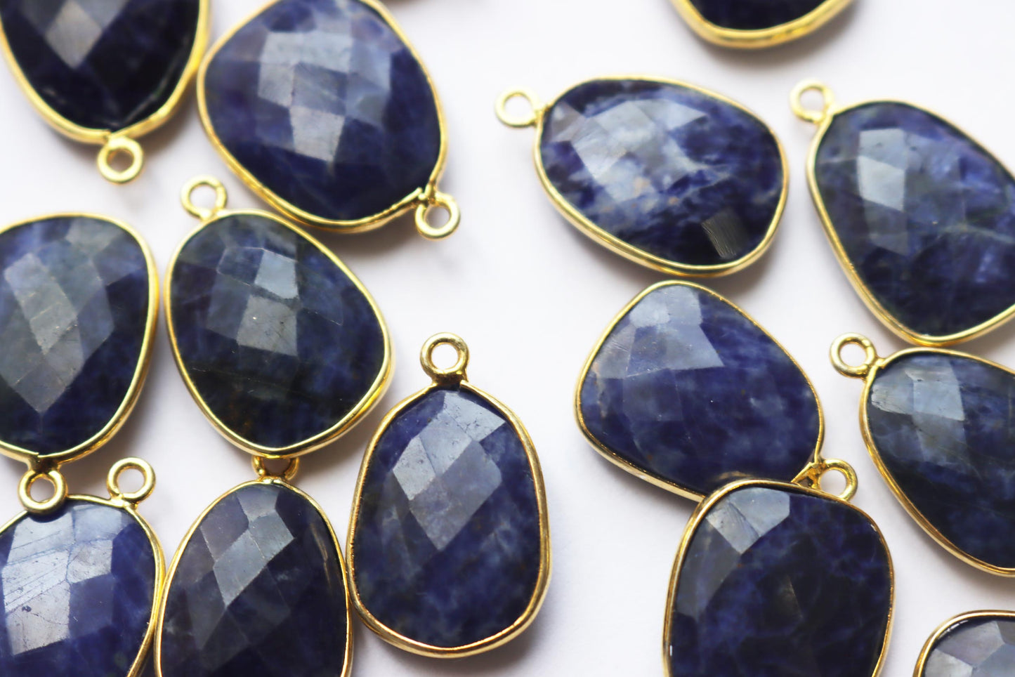 Natural Sodalite Faceted Slice Shape Connector , Sold By Piece , 16 - 20 mm , RB-7270