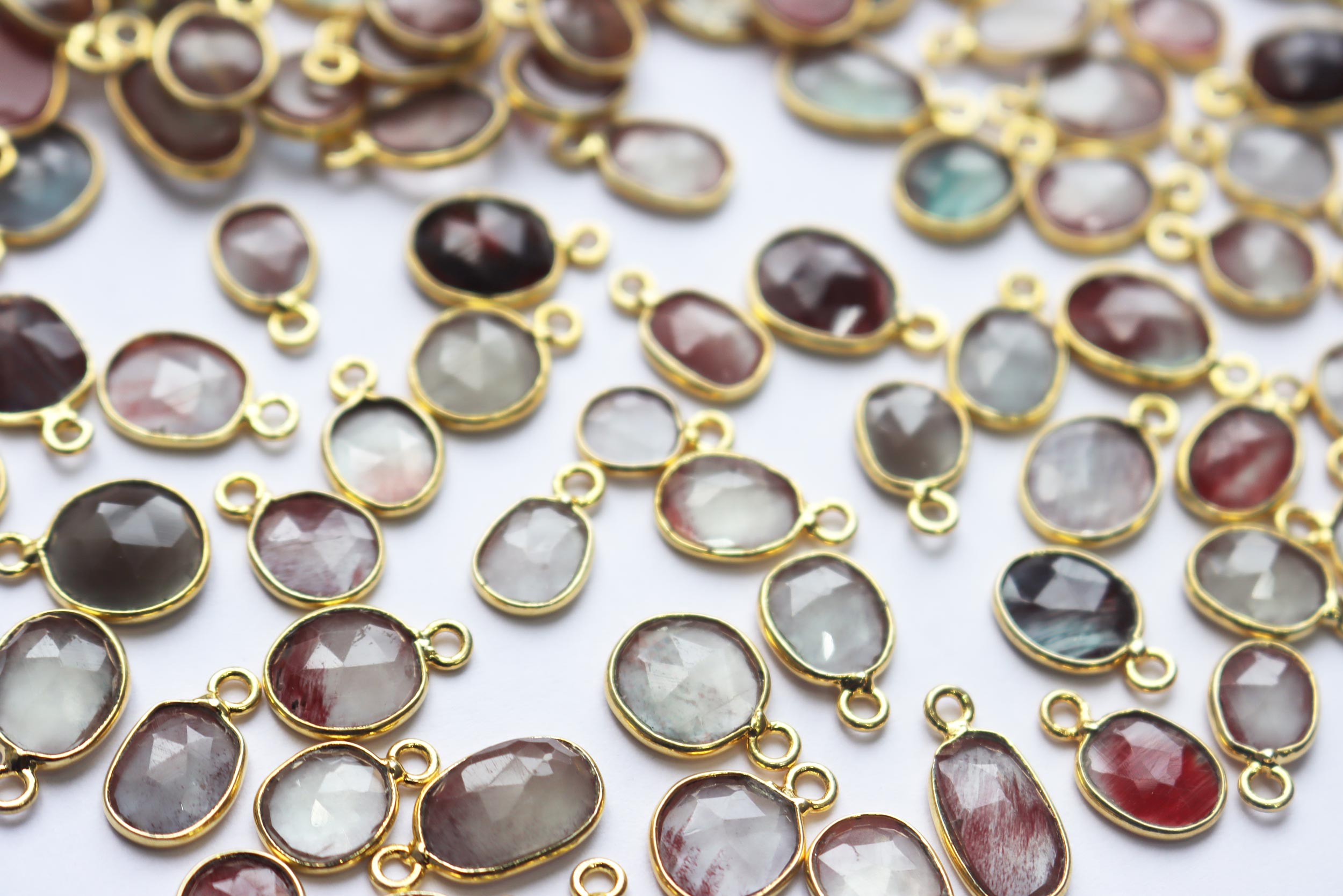 Natural Andesine Labradorite Faceted Slice Shape Connector , Sold By Piece , 7 - 11 mm , RB-7272