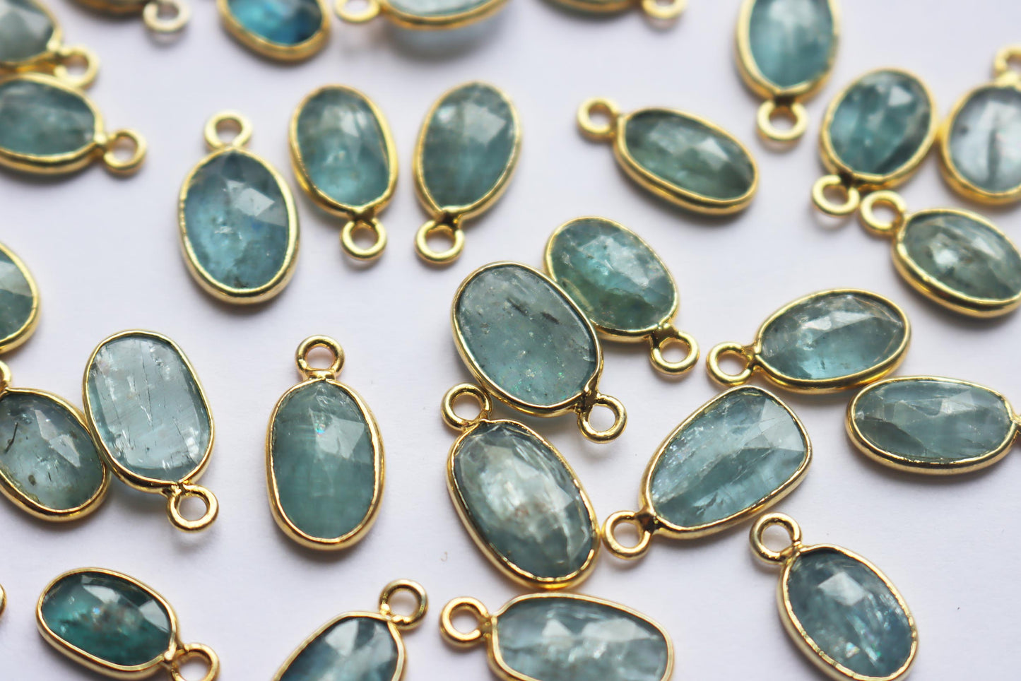 Natural Sky Blue Kyanite Faceted Slice Shape Connector , Sold By Piece , 5x8 - 8x15 mm , RB-7277