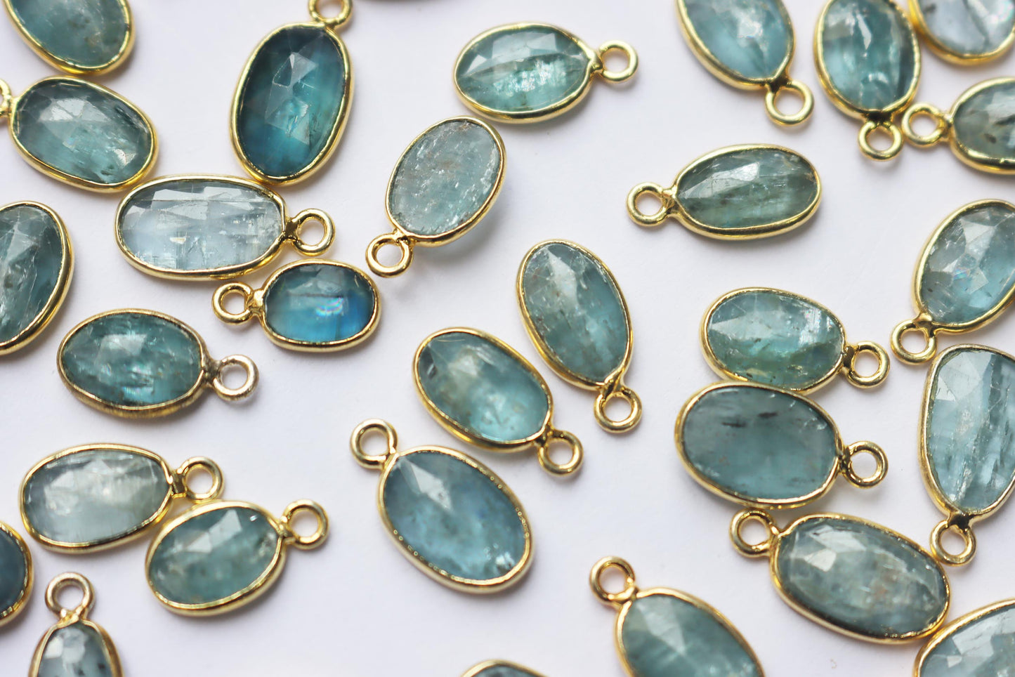 Natural Sky Blue Kyanite Faceted Slice Shape Connector , Sold By Piece , 5x8 - 8x15 mm , RB-7277