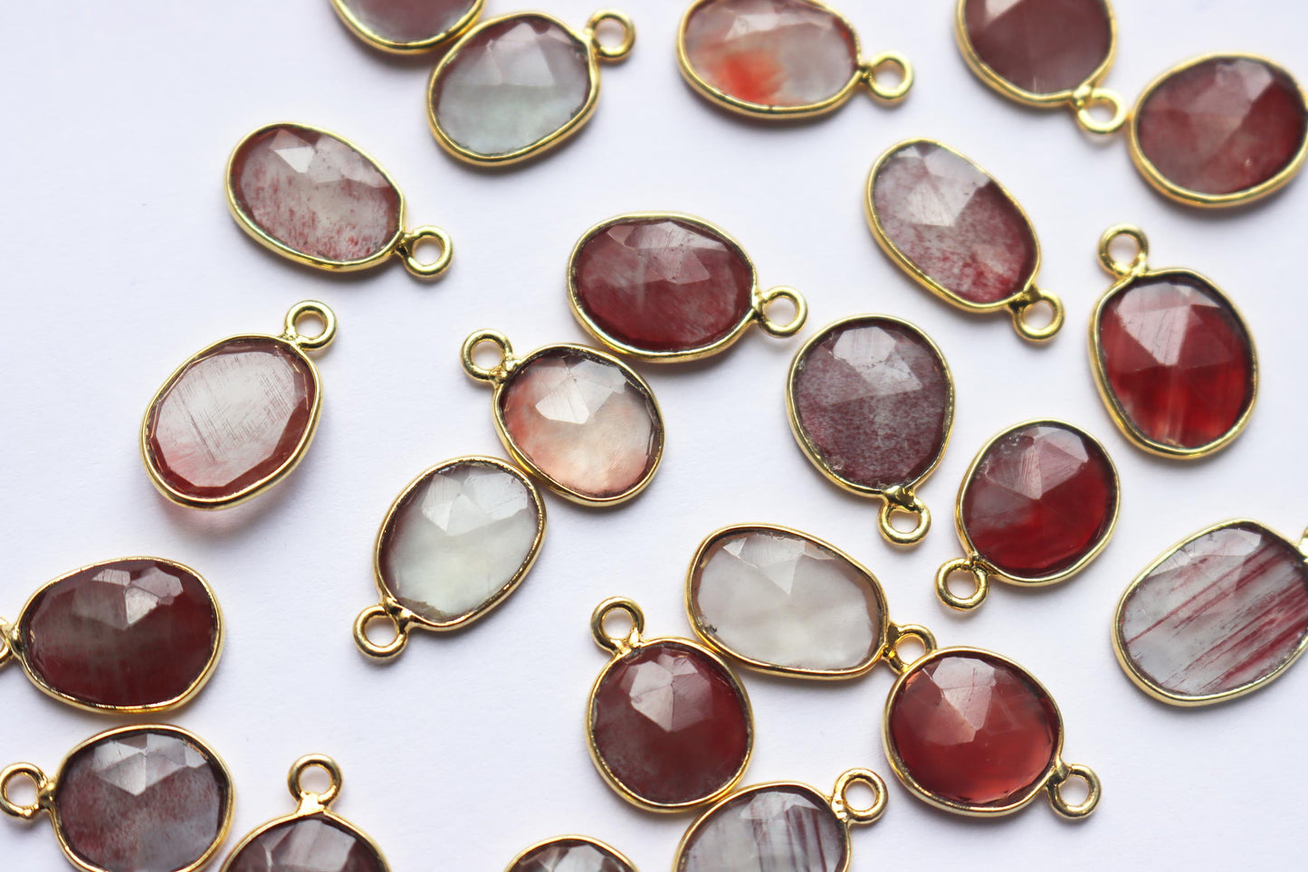 Natural Andesine Labradorite Faceted Slice Shape Connector , Sold By Piece , 10 - 14 mm , RB-7278