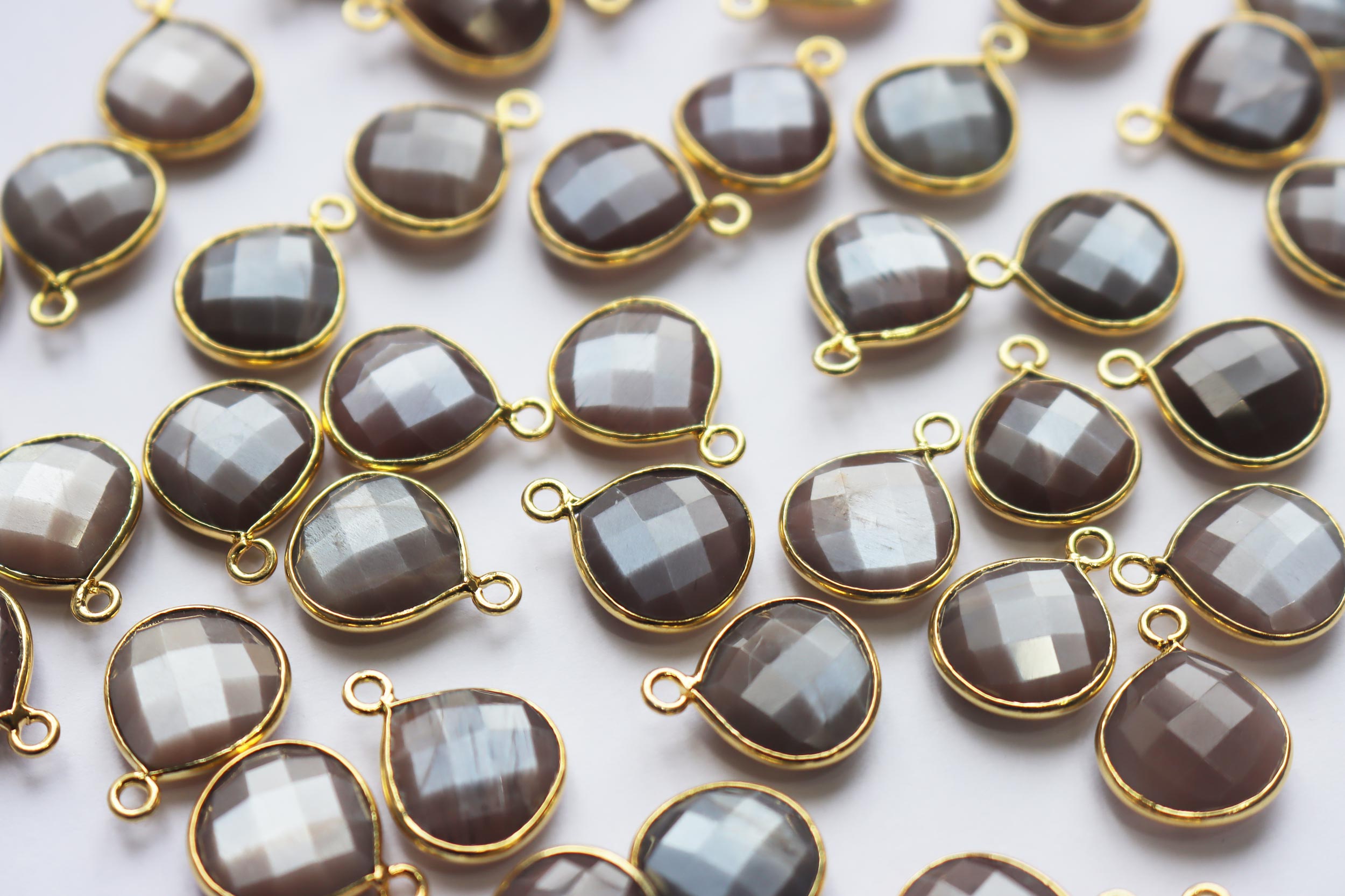 Natural Chocolate Moonstone Faceted Heart Shape Connector , Sold By Piece , 13 mm , RB-7282