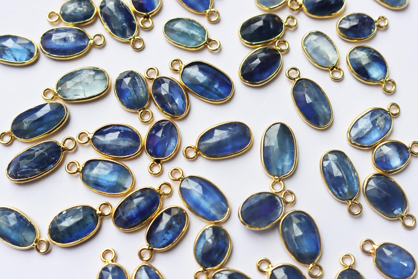 Natural Blue Kyanite Faceted Slice Shape Connector , Sold By Piece , 7x9 - 10x14 mm , RB-7290