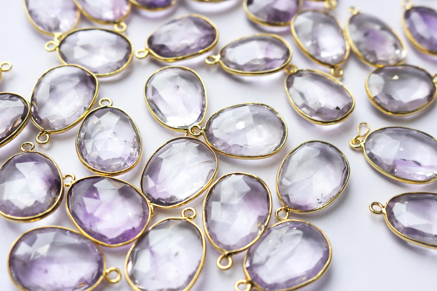 Natural Light Pink Amethyst Faceted Egg Shape Connector , Sold By Piece , 15x20 mm , RB-7291