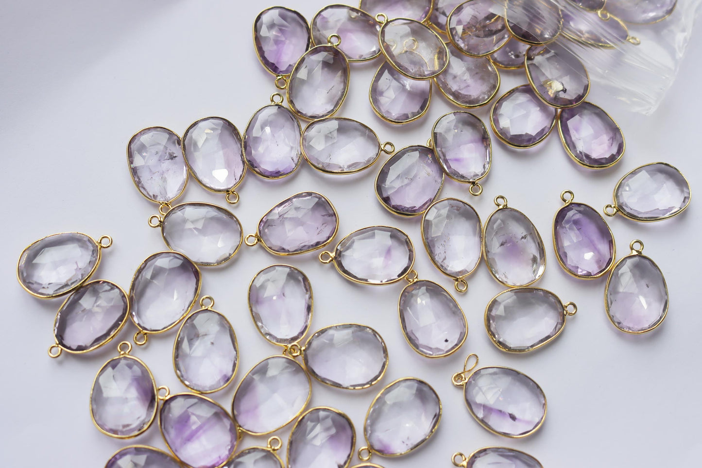 Natural Light Pink Amethyst Faceted Egg Shape Connector , Sold By Piece , 15x20 mm , RB-7291