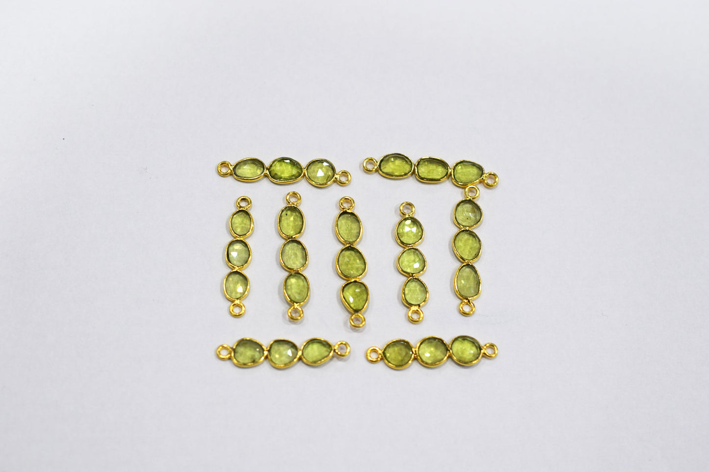 Natural Peridot Faceted Bar Connector , Natural Peridot Double Bail Bezel Charm Connector , Sold By Piece , 25 - 30 mm , 7300