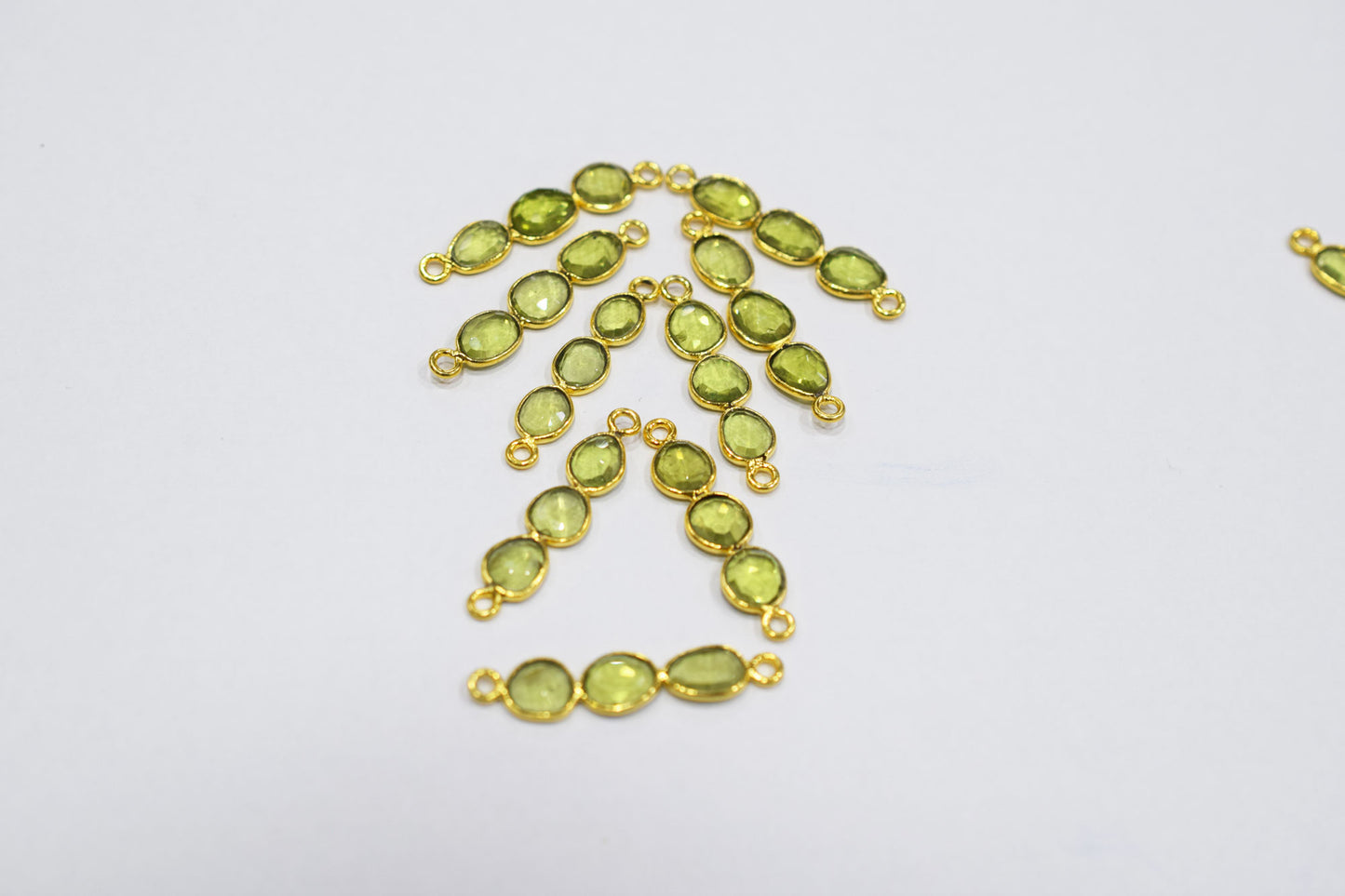 Natural Peridot Faceted Bar Connector , Natural Peridot Double Bail Bezel Charm Connector , Sold By Piece , 25 - 30 mm , 7300