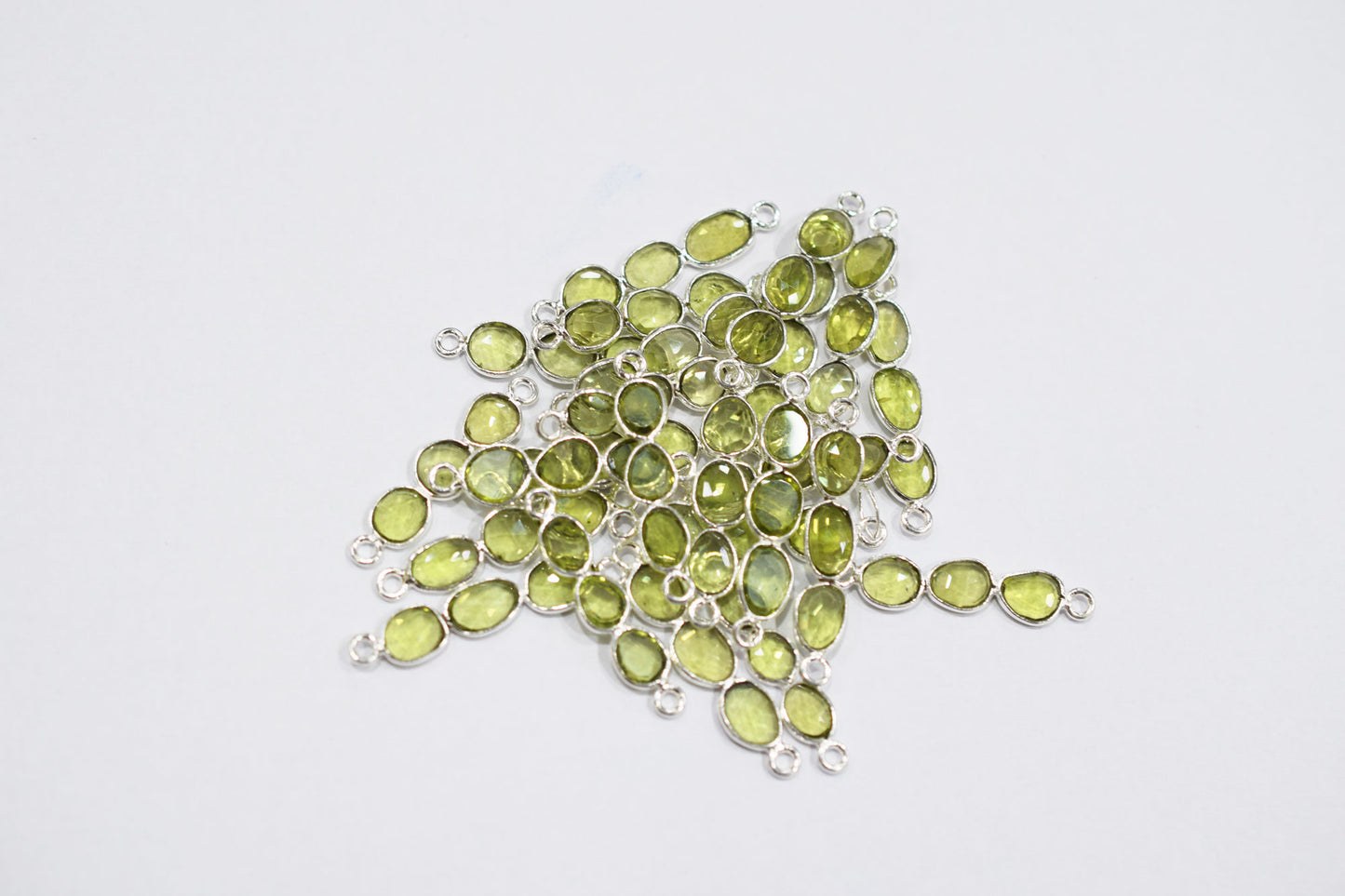 Natural Peridot Faceted Bar Connector , Natural Peridot Double Bail Bezel Charm Connector , Sold By Piece , 25 - 30 mm , 7300