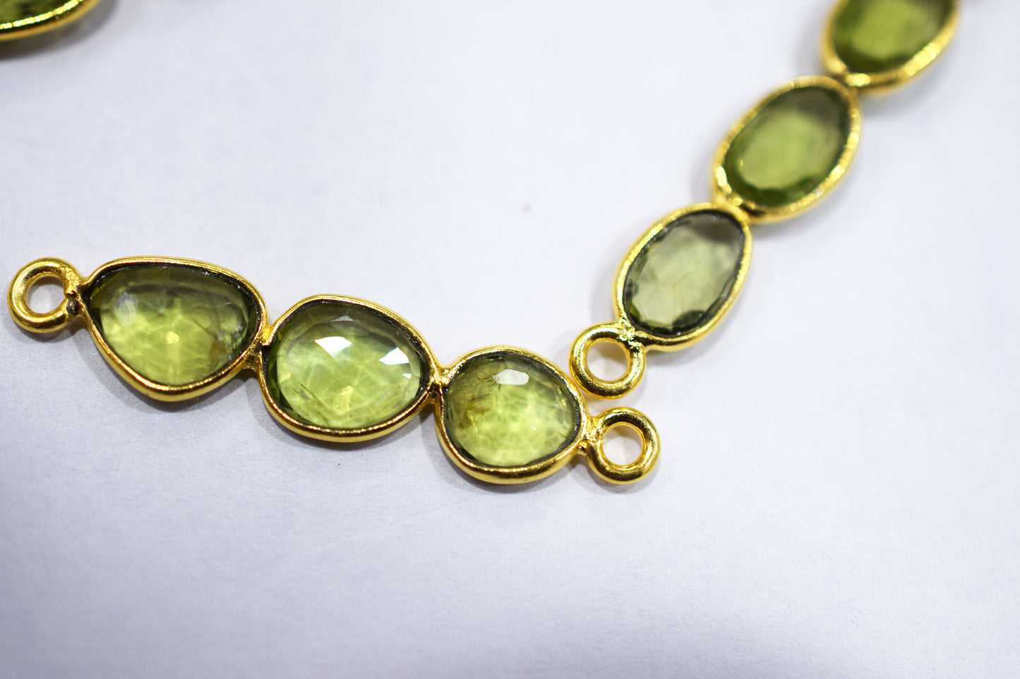 Natural Peridot Faceted Bar Connector , Natural Peridot Double Bail Bezel Charm Connector , Sold By Piece , 25 - 30 mm , 7300