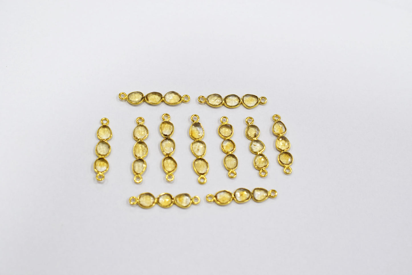 Natural Citrine Faceted Bar Connector , Natural Citrine Double Bail Bezel Charm Connector , Sold By Piece , 25 - 30 mm , 7301