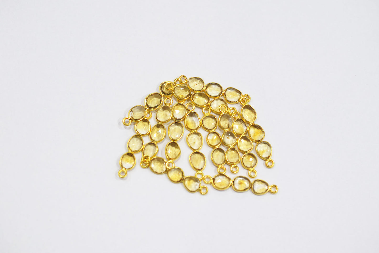 Natural Citrine Faceted Bar Connector , Natural Citrine Double Bail Bezel Charm Connector , Sold By Piece , 25 - 30 mm , 7301