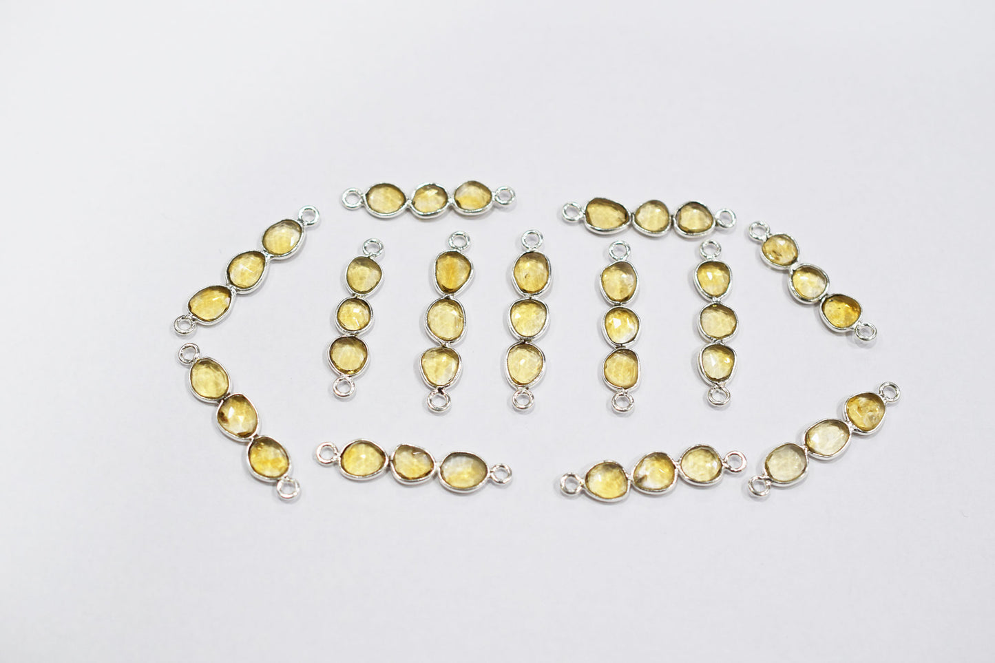 Natural Citrine Faceted Bar Connector , Natural Citrine Double Bail Bezel Charm Connector , Sold By Piece , 25 - 30 mm , 7301