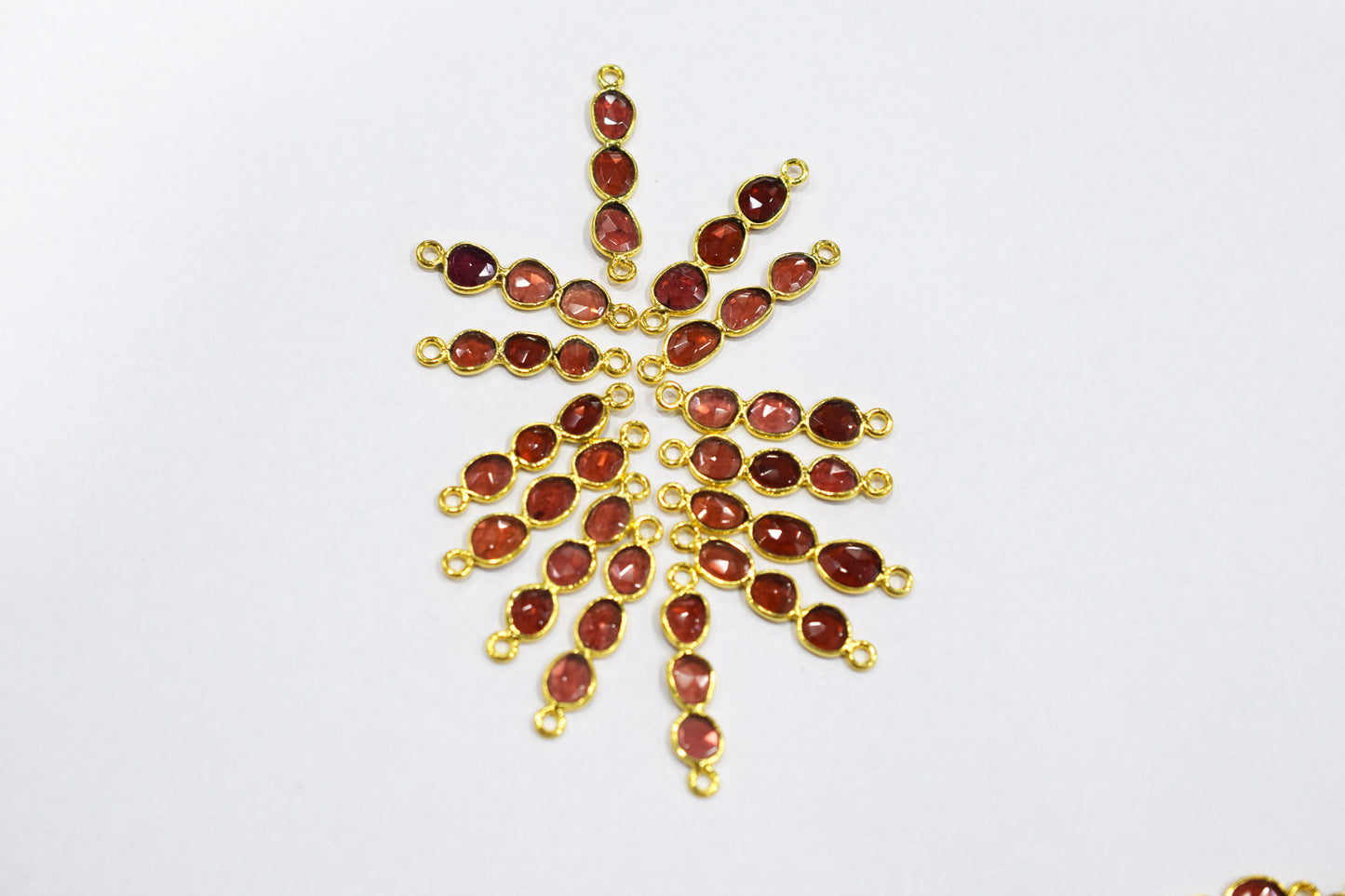 Mozambique Garnet Faceted Bar Connector , Mozambique Garnet Double Bail Bezel Charm Connector , Sold By Piece , 25 - 30 mm , 7302