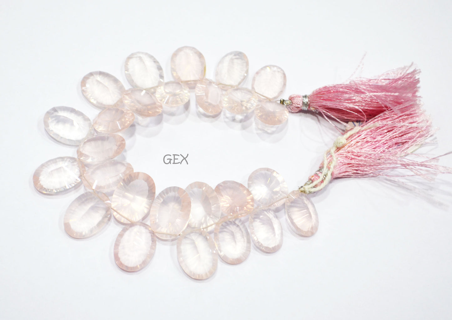 Rose Quartz Concave Cut Oval Shape Beads , Rose Quartz Concave Cut Briolettes , 12x16 - 13x18 mm , 7.50 Inches , BL-2676