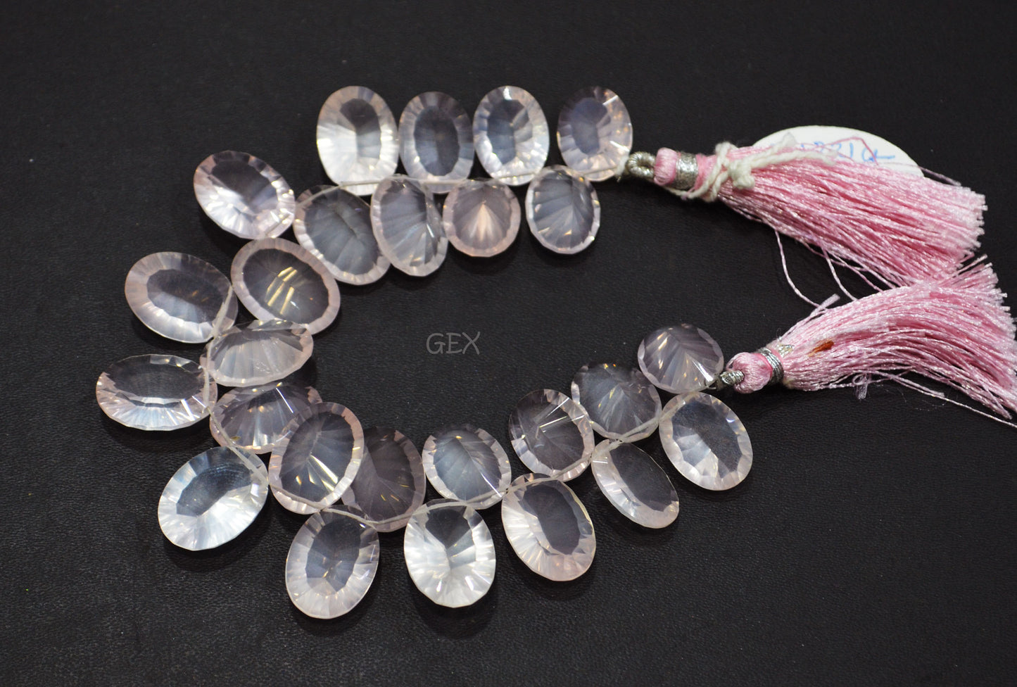 Rose Quartz Concave Cut Oval Shape Beads , Rose Quartz Concave Cut Briolettes , 12x16 - 13x18 mm , 7.50 Inches , BL-2676