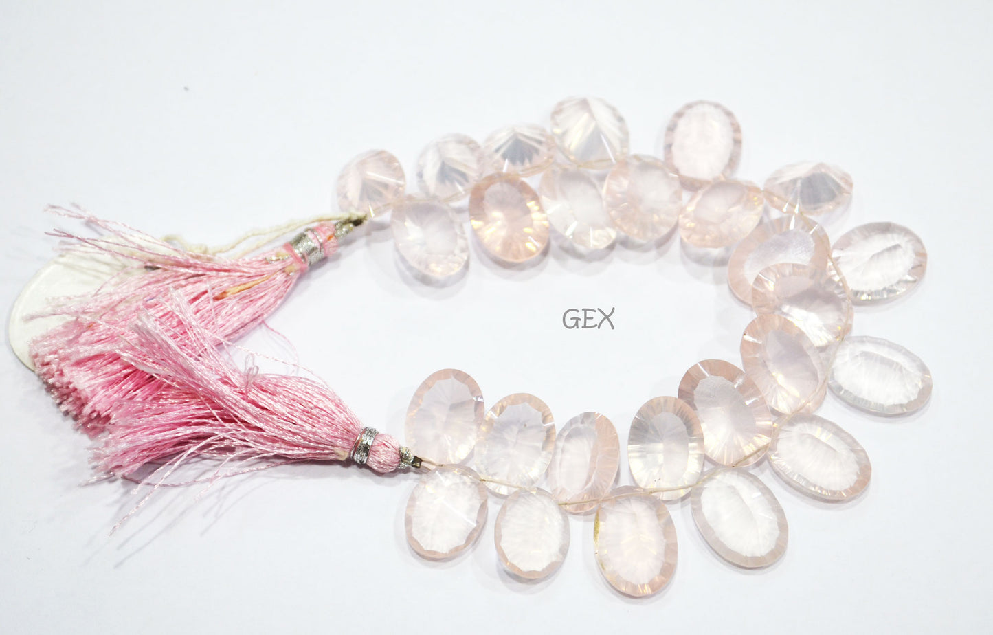 Rose Quartz Concave Cut Oval Shape Beads , Rose Quartz Concave Cut Briolettes , 12x16 - 13x18 mm , 7.50 Inches , BL-2676
