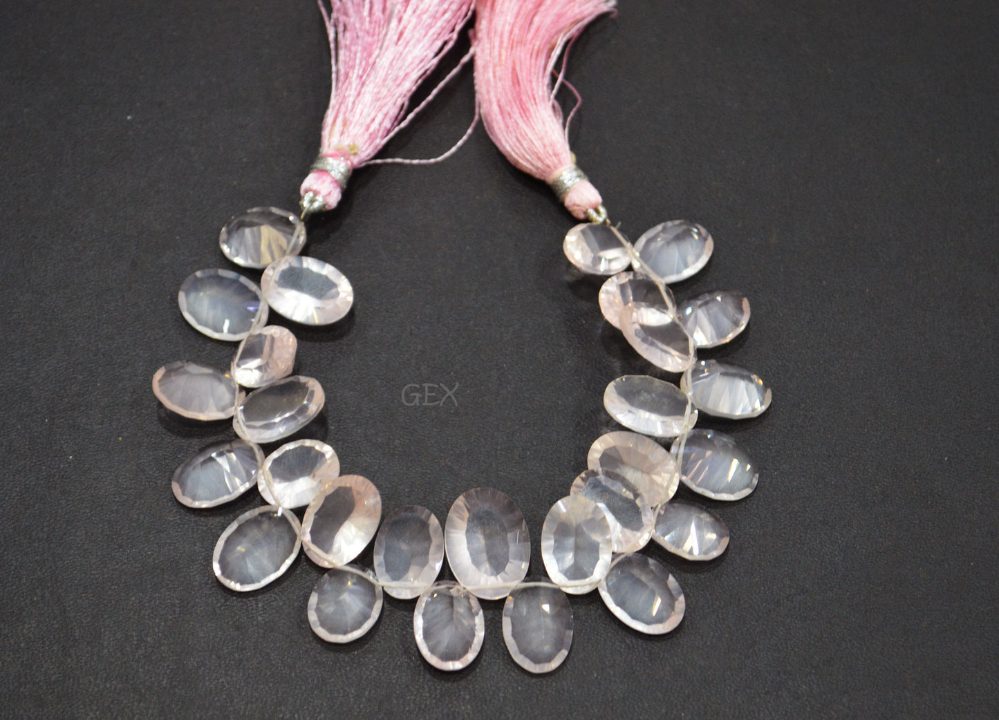 Rose Quartz Concave Cut Oval Shape Beads , Rose Quartz Concave Cut Briolettes , Sold By Strand , 8x10 - 12x16 mm , 7 Inches , BL-2678