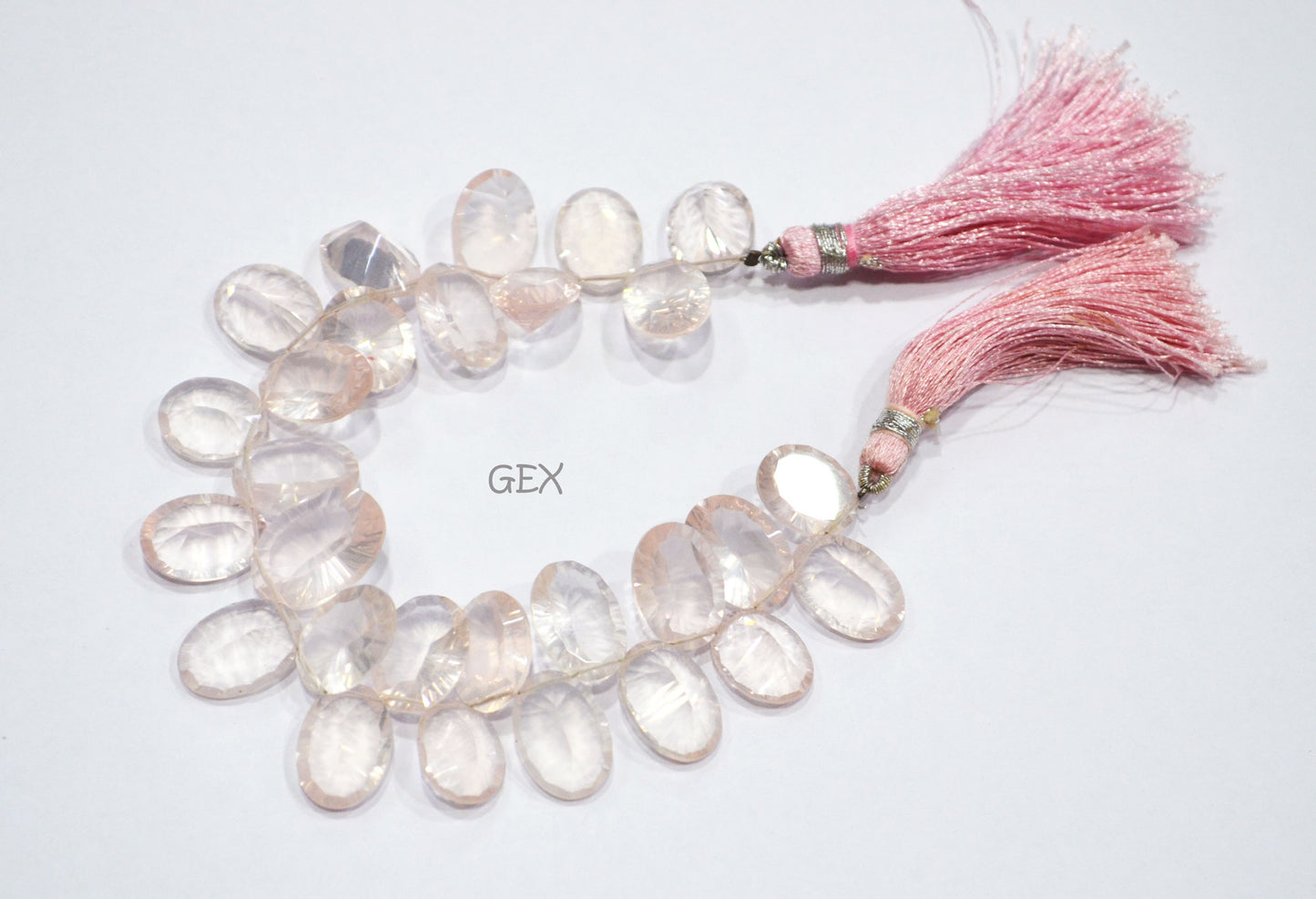 Rose Quartz Concave Cut Oval Shape Beads , Rose Quartz Concave Cut Briolettes , Sold By Strand , 8x10 - 12x16 mm , 7 Inches , BL-2678