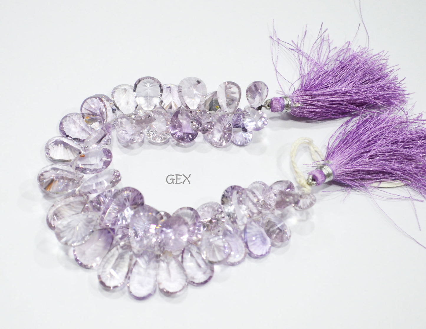 Pink Amethyst Concave Cut Pear Shape Beads , Pink Amethyst Concave Cut Briolettes , 8x12 - 11x16 mm , 6.50 Inches , BL-2680