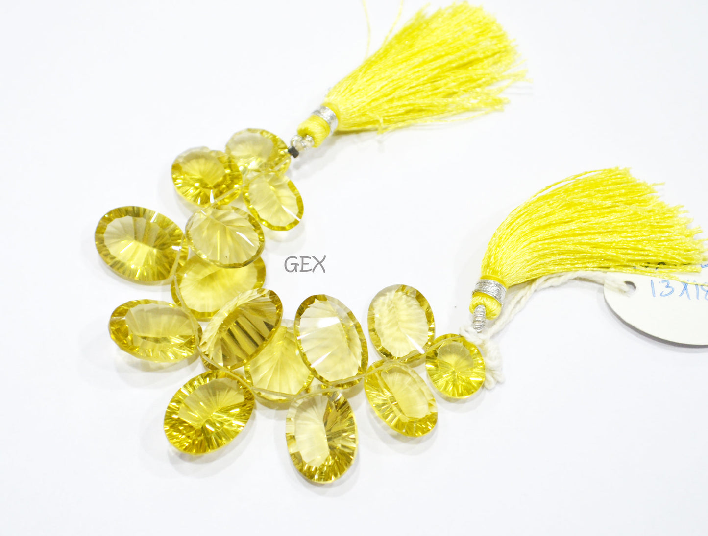 Lemon Quartz Concave Cut Oval Shape Beads , Lemon Quartz Concave Cut Briolettes , 10x12 - 13x18 mm , 4 Inches , BL-2690