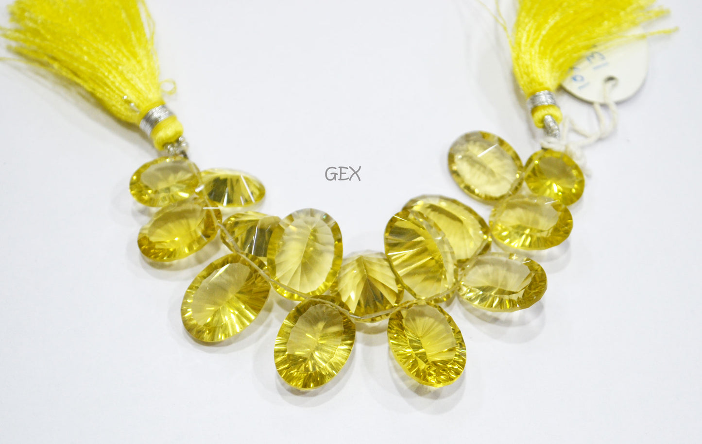 Lemon Quartz Concave Cut Oval Shape Beads , Lemon Quartz Concave Cut Briolettes , 10x12 - 13x18 mm , 4 Inches , BL-2690