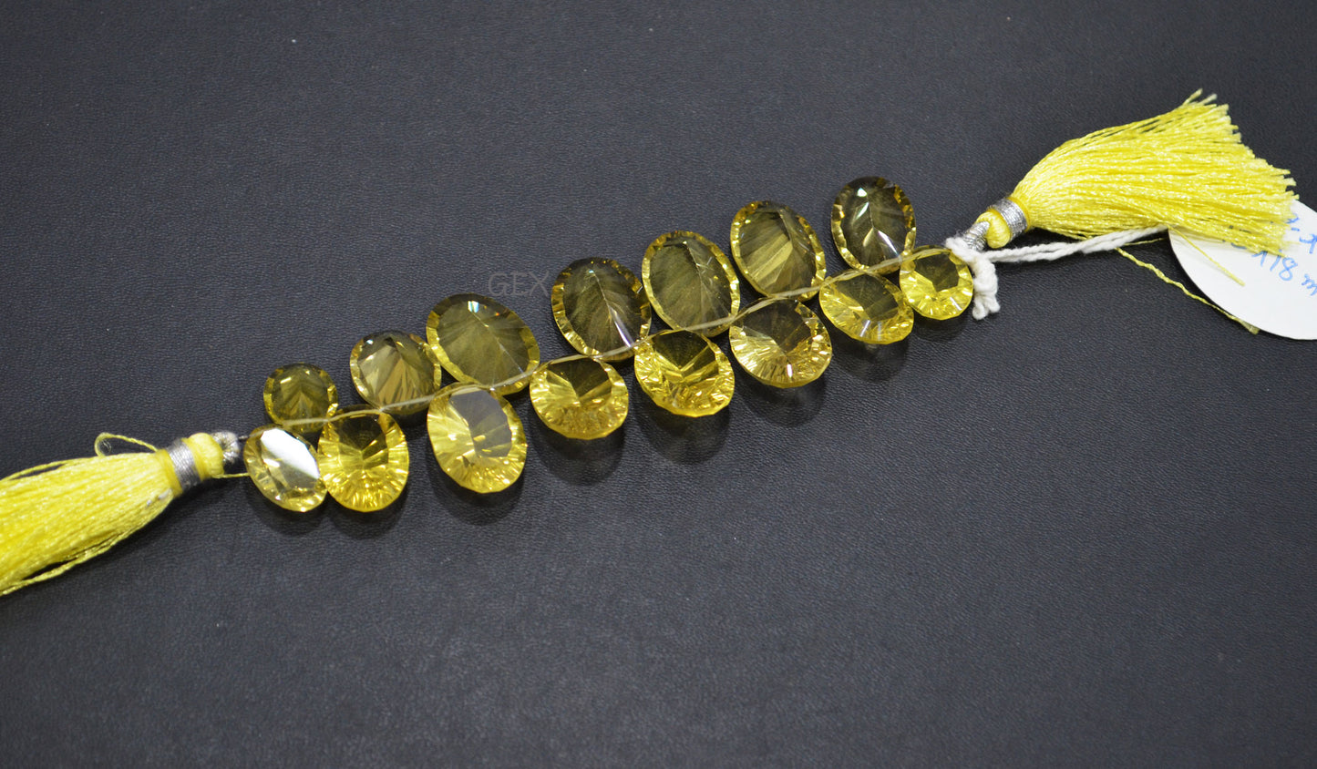 Lemon Quartz Concave Cut Oval Shape Beads , Lemon Quartz Concave Cut Briolettes , 10x12 - 13x18 mm , 4 Inches , BL-2690