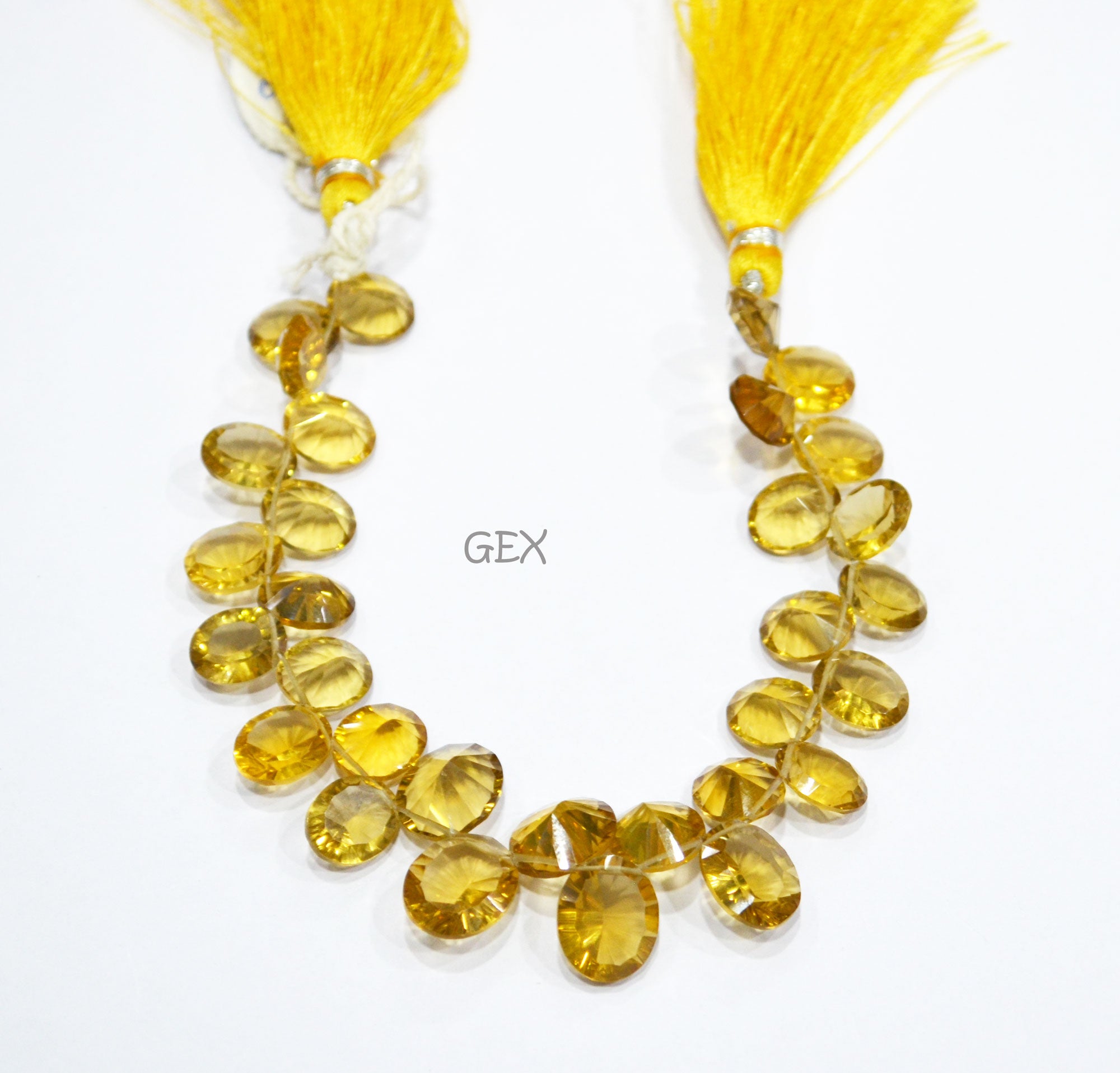 Beer Quartz Concave Cut Oval Shape Beads , Beer Quartz Concave Cut Briolettes , 8x10 - 10x12 mm , 6.50 Inches , BL-2693