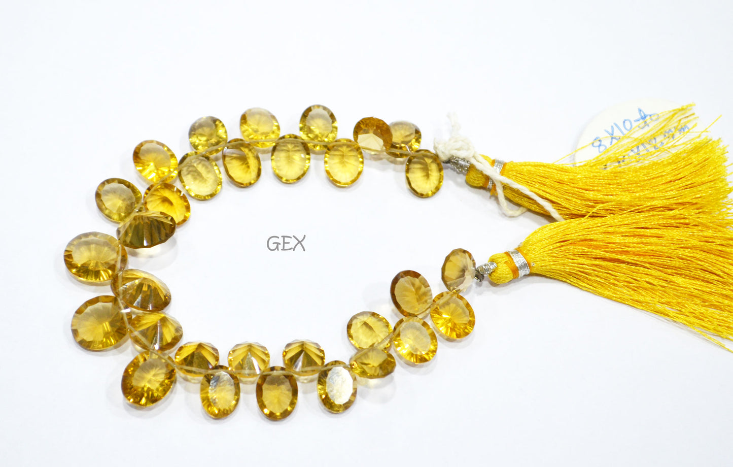 Beer Quartz Concave Cut Oval Shape Beads , Beer Quartz Concave Cut Briolettes , 8x10 - 10x12 mm , 6.50 Inches , BL-2693