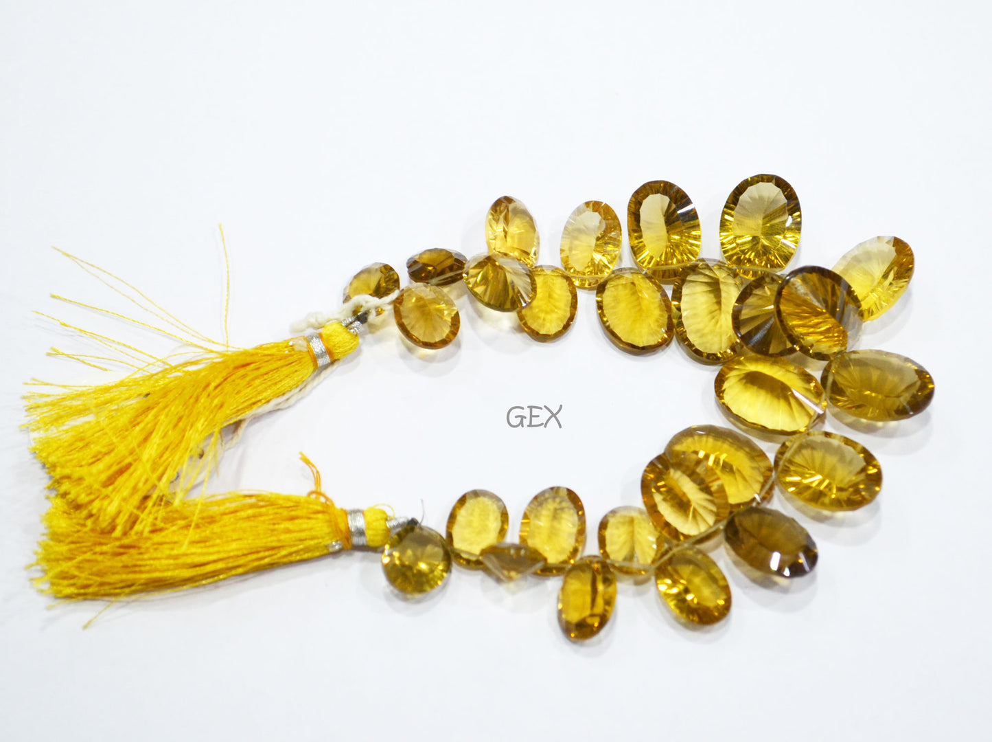 Beer Quartz Concave Cut Oval Shape Beads , 10x12 - 13x18 mm , 7 Inches , BL-2695