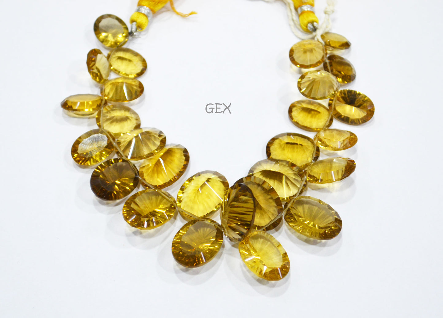 Beer Quartz Concave Cut Oval Shape Beads , 10x12 - 13x18 mm , 7 Inches , BL-2695