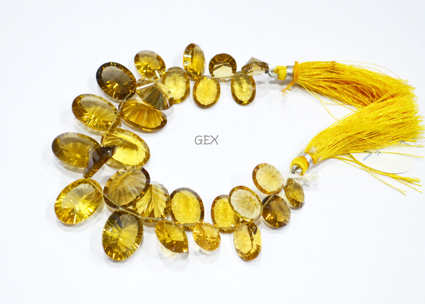 Beer Quartz Concave Cut Oval Shape Beads , 10x12 - 13x18 mm , 7 Inches , BL-2695